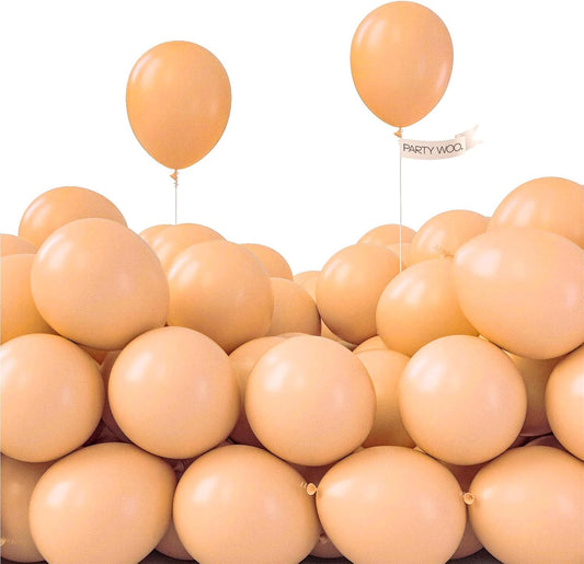 PartyWoo 5-Inch Nude Balloons - 100pcs Apricot Latex for Jungle Safari & Thanksgiving Decor