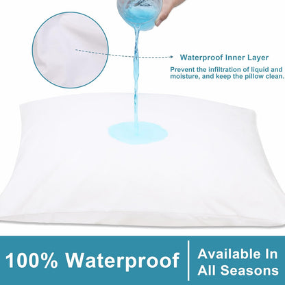 NTBAY Waterproof Pillow Protectors - Super Soft Zippered Cases | 20x26 Inches Pure White, 4 Pack