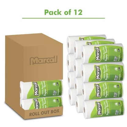 Marcal Paper Towels - U-Size-It 2 Ply Sheets | 140 Sheets Per Roll, 100% Recycled, Green Seal Certified - 12 Rolls