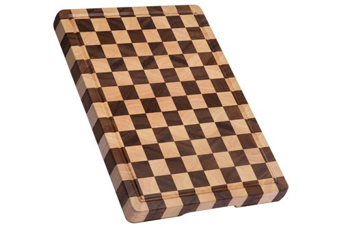 THETCHRY Cutting Boards for Kitchen, Design in USA Large Acacia Wood Chopping Board, Checkered Cutting Board with Juice Grooves & Handles, Butcher Block Serving Tray with Gift Box, 17" x 12" x 0.8"