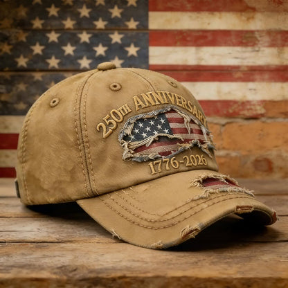 250 Anniversary USA Hat - Ripped Denim Baseball Cap for Men & Women | Celebrate 250 Years