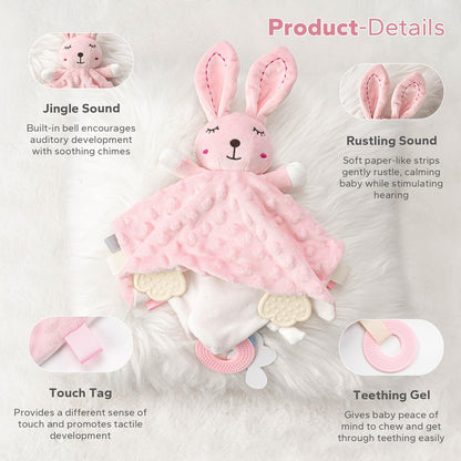 ZIGJOY Baby Security Blanket - Soft Bunny Lovey for Girls | Pink Infant & Toddler Gift