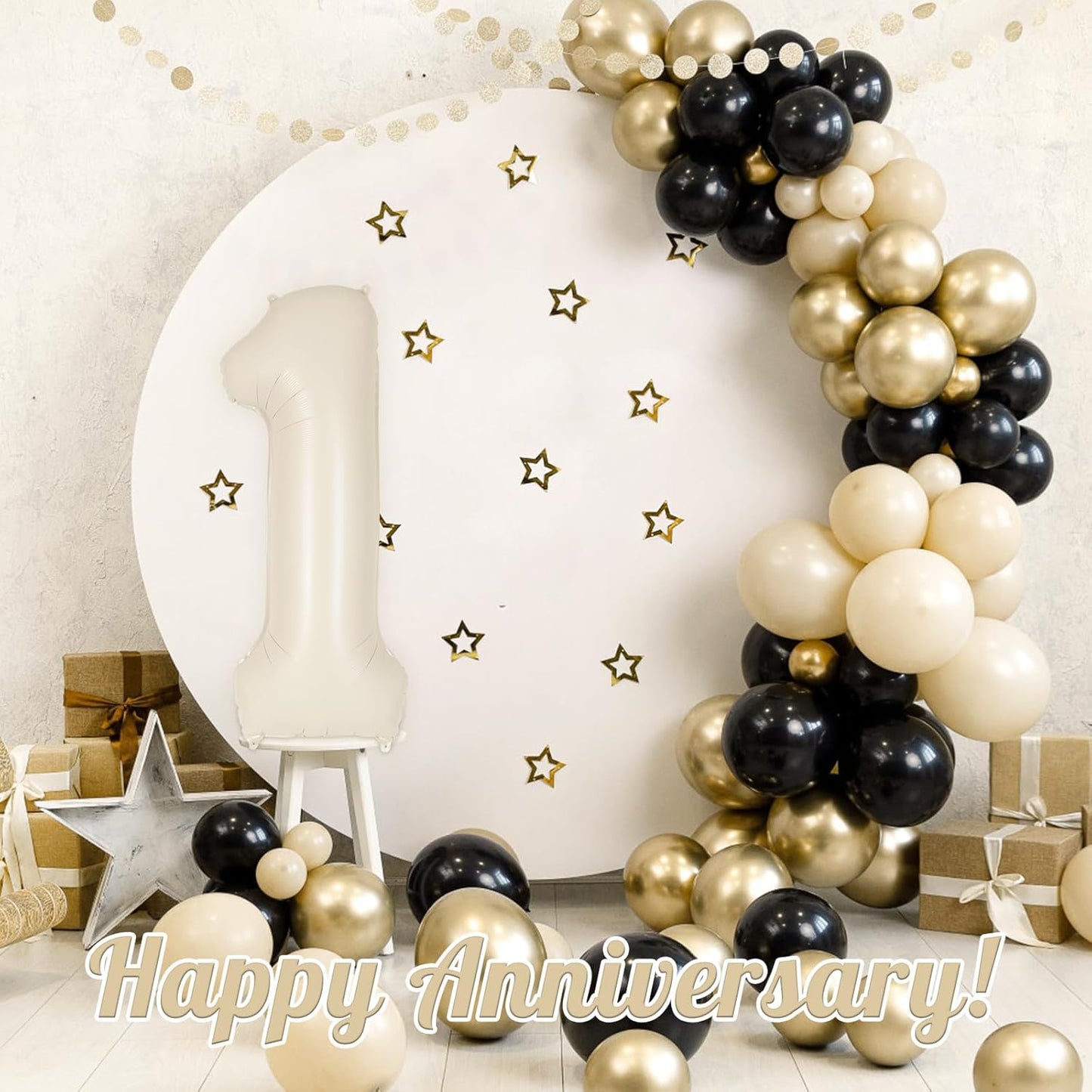 Number 1 Balloon by Cream - 40 Inch Jumbo Beige Foil Mylar Balloon for First Birthday Celebrations