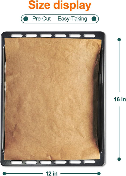 Unbleached Parchment Paper Sheets - 60 Pcs Precut Baking Paper for Air Fryer & Grilling | 12x16 Inches
