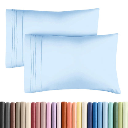 Standard Pillow Cases Set of 2 - Soft Hotel Quality Pillowcase Covers - Comfy & Wrinkle Free - Stain and Fade Resistant - Machine Washable Pillow Protectors - 2 Piece Set - Standard Size Light Blue