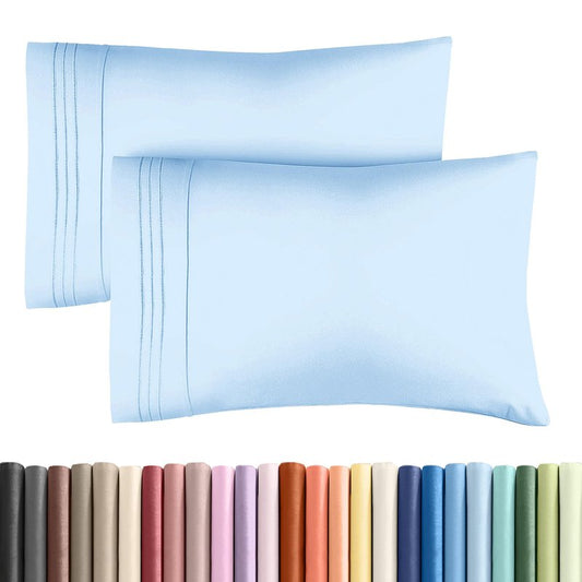Standard Pillow Cases Set of 2 - Soft Hotel Quality Pillowcase Covers - Comfy & Wrinkle Free - Stain and Fade Resistant - Machine Washable Pillow Protectors - 2 Piece Set - Standard Size Light Blue