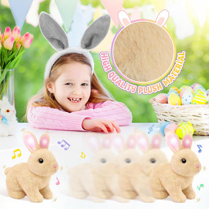 Realistic Bunny Toy for Kids - Interactive Hopping Rabbit with Sounds | Electric Brown Stuffed Animal