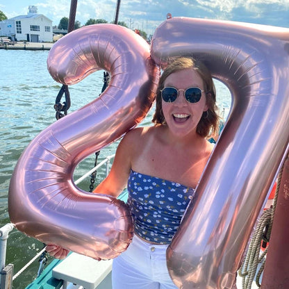 Regine Switzerland 40-Inch Rose Gold Foil Number 2 Balloon - Self-Inflating Digital Helium Decoration for Birthdays & Anniversaries