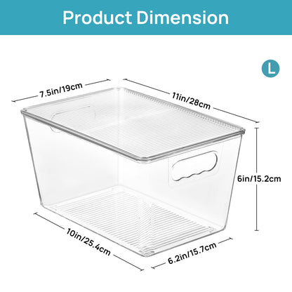 Vtopmart 10 Pack Clear Stackable Storage Bins with Lids, Large Plastic Containers with Handle for Pantry Organizer and Storage,Perfect for Kitchen,Fridge,Cabinet, Closet,Bathroom Organization