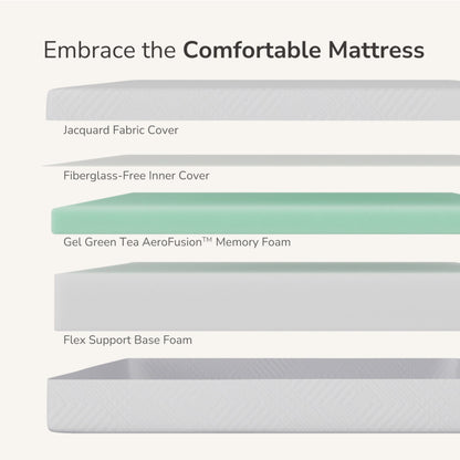 MLILY Queen Mattress in a Box, 8 inch Mattresses for Platform Bed Double Size Daybed, Green Tea Memory Foam Medium Firm