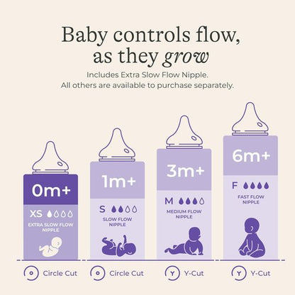 Lansinoh Anti-Colic Glass Baby Bottles - 5 Ounce, 4 Count Set with Extra Slow Flow Nipples