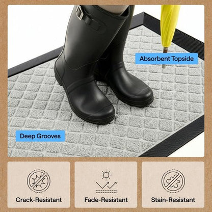 GORILLA GRIP Waterproof All-Season WeatherMAX Doormat - Stain & Fade Resistant, Easy Clean, 23x35, Light Gray
