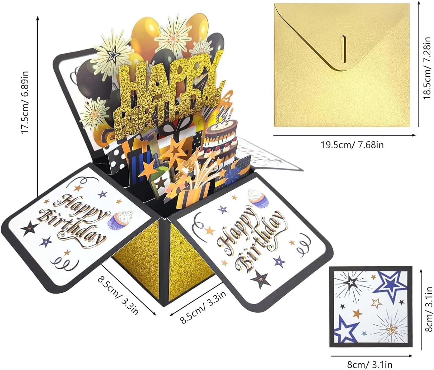 Pop Up 3D Birthday Card - Unique Greeting Card with Envelope for Him, Her, Kids | Perfect Gift
