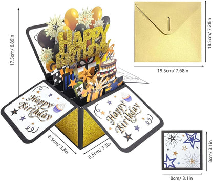 Pop Up 3D Birthday Card - Unique Greeting Card with Envelope for Him, Her, Kids | Perfect Gift
