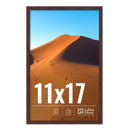 LaVie Home 11x17 Picture Frame for Wall Display, 11x17 Brown Picture Frame with HD Plexiglas, 11 x 17 Poster Frame 1 Pack, Display Frame for Vertical or Horizontal, Classic Collection
