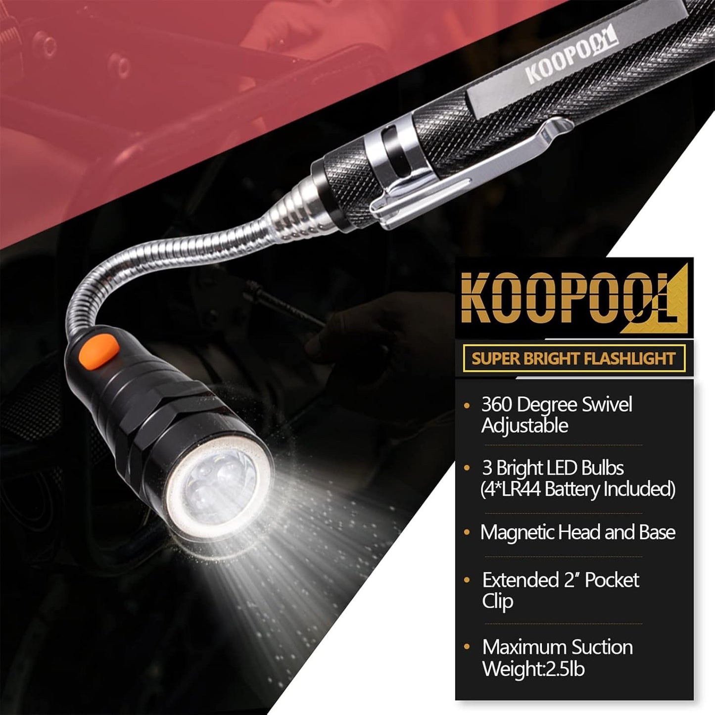 Skiennix Telescoping Magnetic Pickup Tool Set - LED Inspection Mirror & Magnet Stick | Perfect Gifts for Men