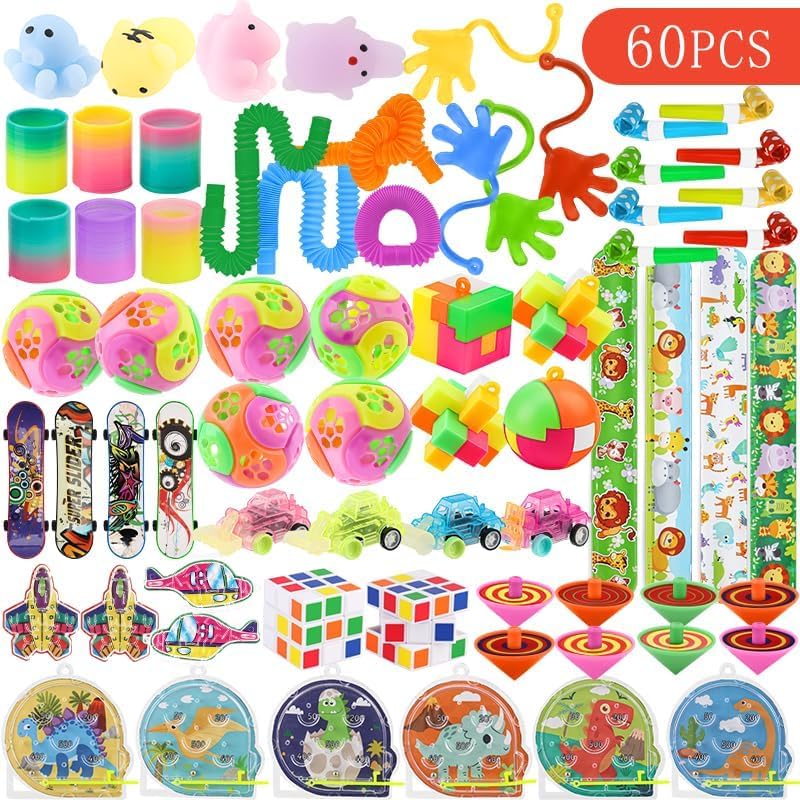 Skiennix Party Favors - 60 Pcs Pinata Stuffers & Treasure Box Toys for Kids' Easter & Birthday Celebrations