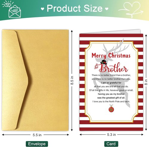 Chenive | Merry Christmas Card for Brothers - Heartfelt Holiday Greeting Card Gift