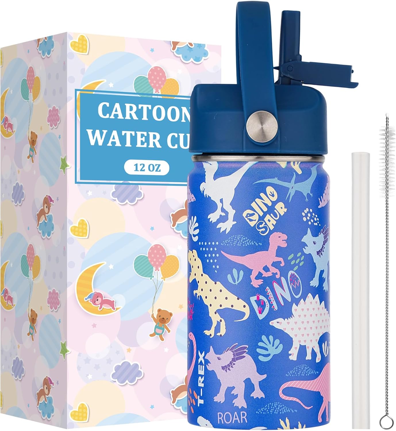 Skiennix Kids Water Bottle | 12 oz Insulated Stainless Steel Thermal Cup - Leakproof & Keeps Drinks Cold 12H, Hot 6H