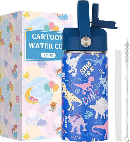 Skiennix Kids Water Bottle | 12 oz Insulated Stainless Steel Thermal Cup - Leakproof & Keeps Drinks Cold 12H, Hot 6H