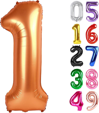 Orange Number 1 Balloon - 40 Inch 1st Birthday Decoration for Boys & Girls | Shiny Party Supplies