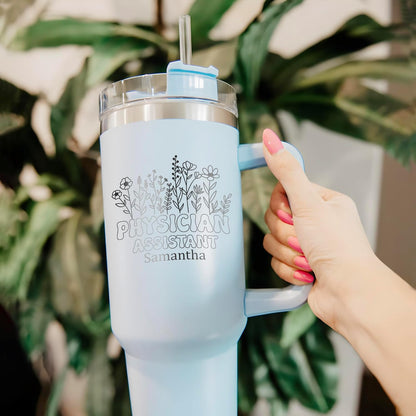 Personalized PA 40oz Tumbler - Stainless Steel with Handle | Perfect Physician Assistant Gift
