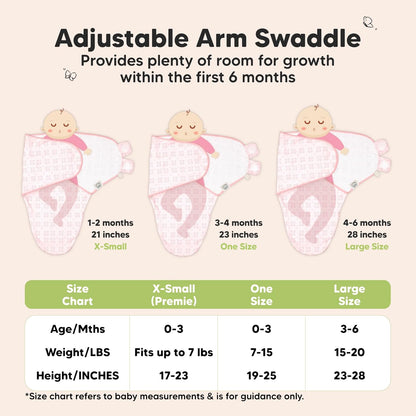 Skiennix Organic Baby Swaddle Sleep Sacks - Soft & Snug for Newborns 3-6 Months | Blossom, Large