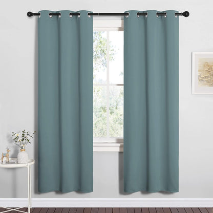 NICETOWN Modern Blackout Curtains - Noise Reducing & Thermal Insulated Drapes | Greyish Blue, 2 Panels (W34 x L72-Inch)