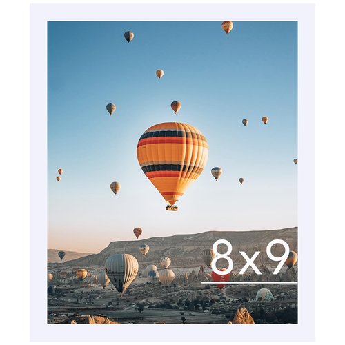 JCJMY 8x9 Picture Frame White for Wall Hanging or Tabletop, Wall Mounting Horizontally or Vertically, 8 x 9 Wall Gallery Poster Photo Frame with Shatter Resistant Plastic Plexiglass, White