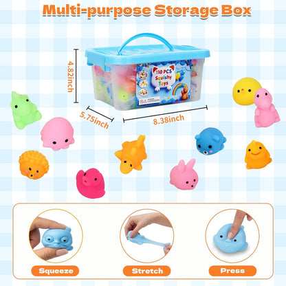 Mochi Squishy Fidget Toys by [Brand Name] - 110 Pack Soft Stress Relief & Ideal Party Favors