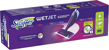 Swiffer WetJet Floor Spray Mop Starter Kit - Includes 1 Mop, 5 Pads, 1 Solution & 4 Batteries