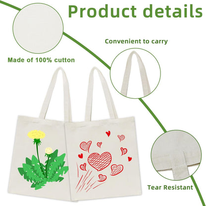 Skiennix Canvas Tote Bags - Reusable Blank Shopping & Grocery Bags | 6, 12, 24, or 48 Pack Options