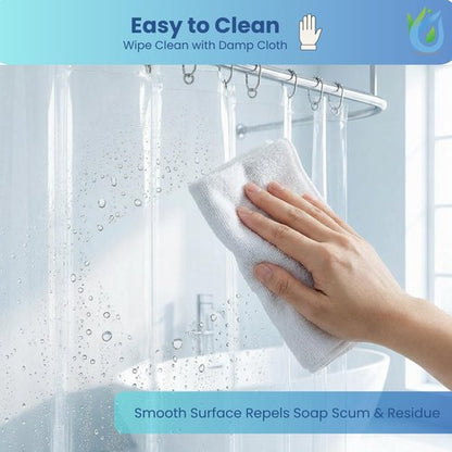 SUSTAINAURA® Essential Frosty Shower Curtain Liner 72x72 – Waterproof, Quick Dry, Odor Free, Eco Friendly, Non-Toxic with 3 Weighted Magnets & 12 Rustproof Grommets Bathroom Accessories