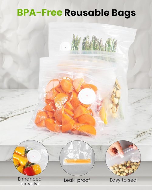 FEPPO Vacuum Sealer - Handheld Food Saver with Visible Water Tank & 30 Reusable Bags | Compact Design, White