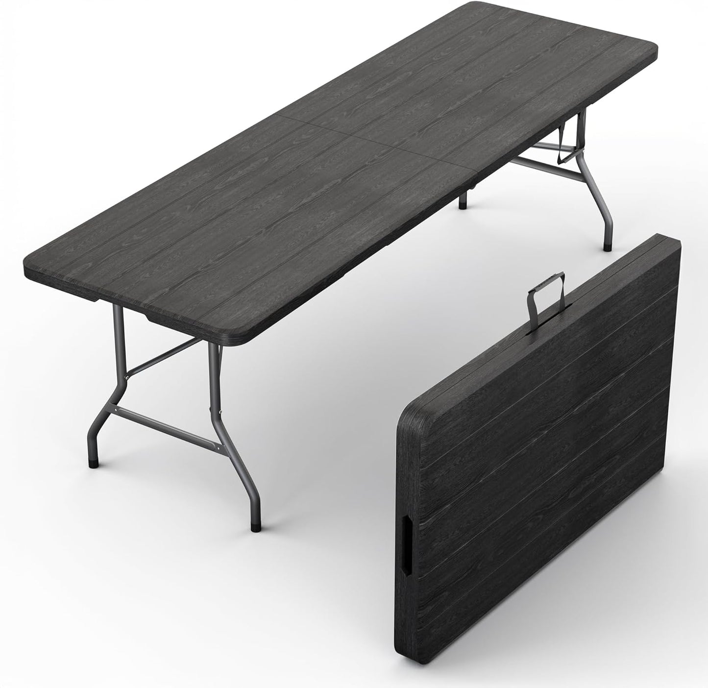 Modern Space 8 Feet Foldable Table - Heavy Duty Portable Design with Built-In Handle | Ideal for Events, Picnics, and More