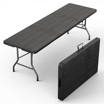 Our Modern Space 8 Feet Foldable Table with Built in Handle & Steel Legs | Heavy Duty Portable | Perfect for Party, Dining, Wedding, Events, Picnic Indoor, Outdoor, Camping, Utility, Temporary