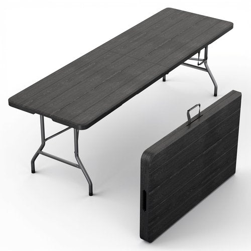 Our Modern Space 8 Feet Foldable Table with Built in Handle & Steel Legs | Heavy Duty Portable | Perfect for Party, Dining, Wedding, Events, Picnic Indoor, Outdoor, Camping, Utility, Temporary