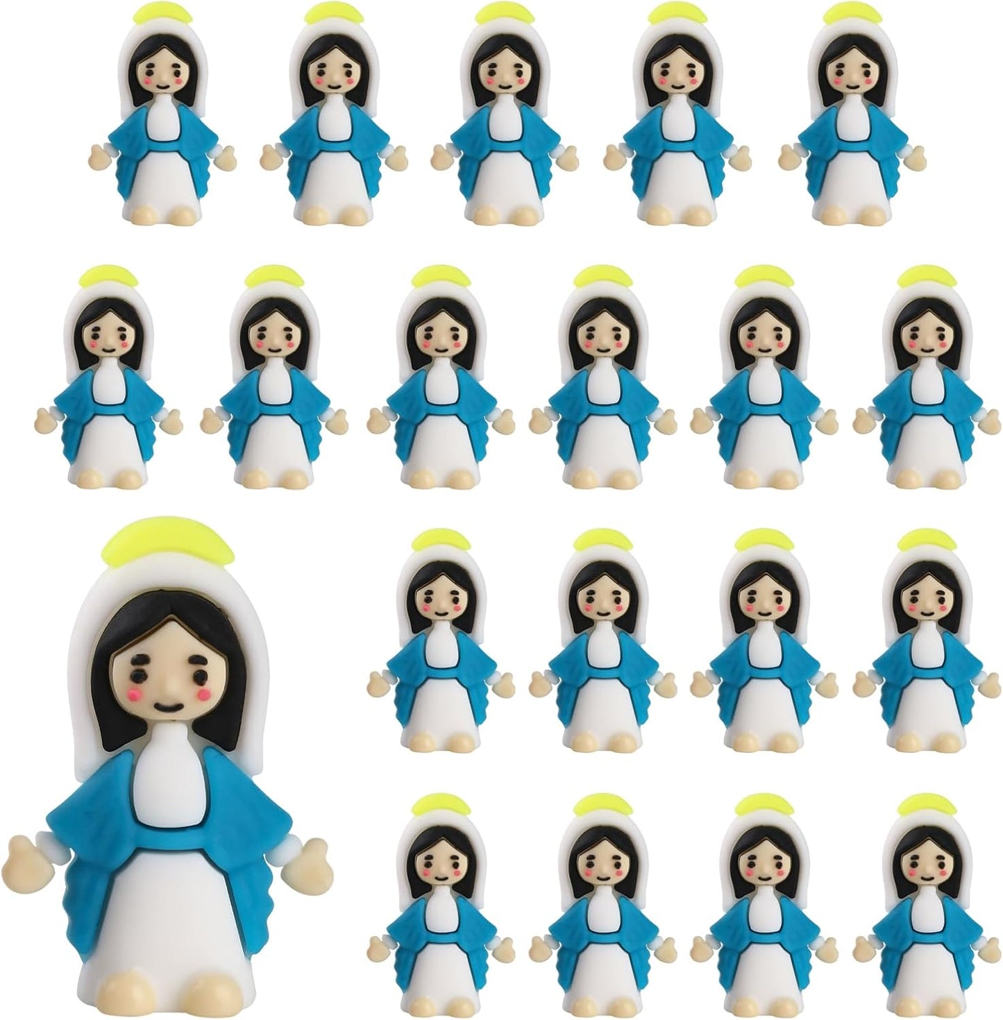 Regine Switzerland Virgin Mary Figurines - 20 Mini Christ Toys for Sunday School & Easter Gifts | Blue