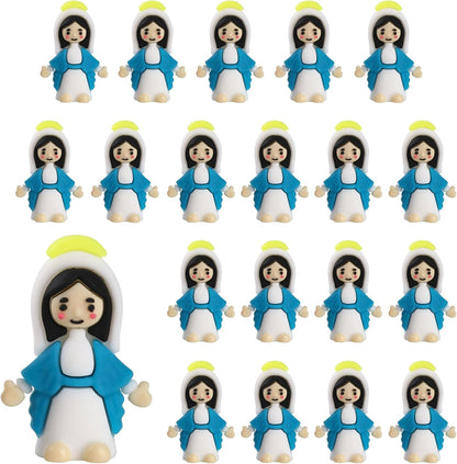 Regine Switzerland Virgin Mary Figurines - 20 Mini Christ Toys for Sunday School & Easter Gifts | Blue