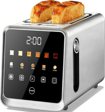 Skiennix Touch Screen Toaster - 2 Slice Stainless Steel Smart Toaster with Memory Function & 6 Shade Settings