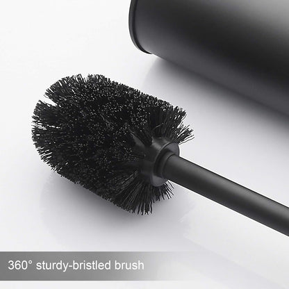 BGL Stainless Steel Toilet Brush - Durable Holder with 2 Black Bristle Heads for Effective Cleaning