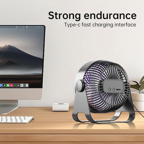 CIBAIL Brushless Motor Desk Fan, 7-Inch Quiet Turbo Table Fan with 5 Speeds, 90° Adjustable Tilt, USB Rechargeable Personal Portable Air Circulator for Home, Office, Bedroom, Kitchen, Outdoor