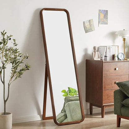 Anwick Walnut 63-Inch Full Length Floor Mirror - Standing Wood Framed