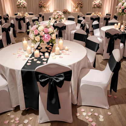Suncalla Large Satin Bow Decorations - 3 Pcs 2 FT Hanging Wall Decor for Birthdays & Weddings | Black