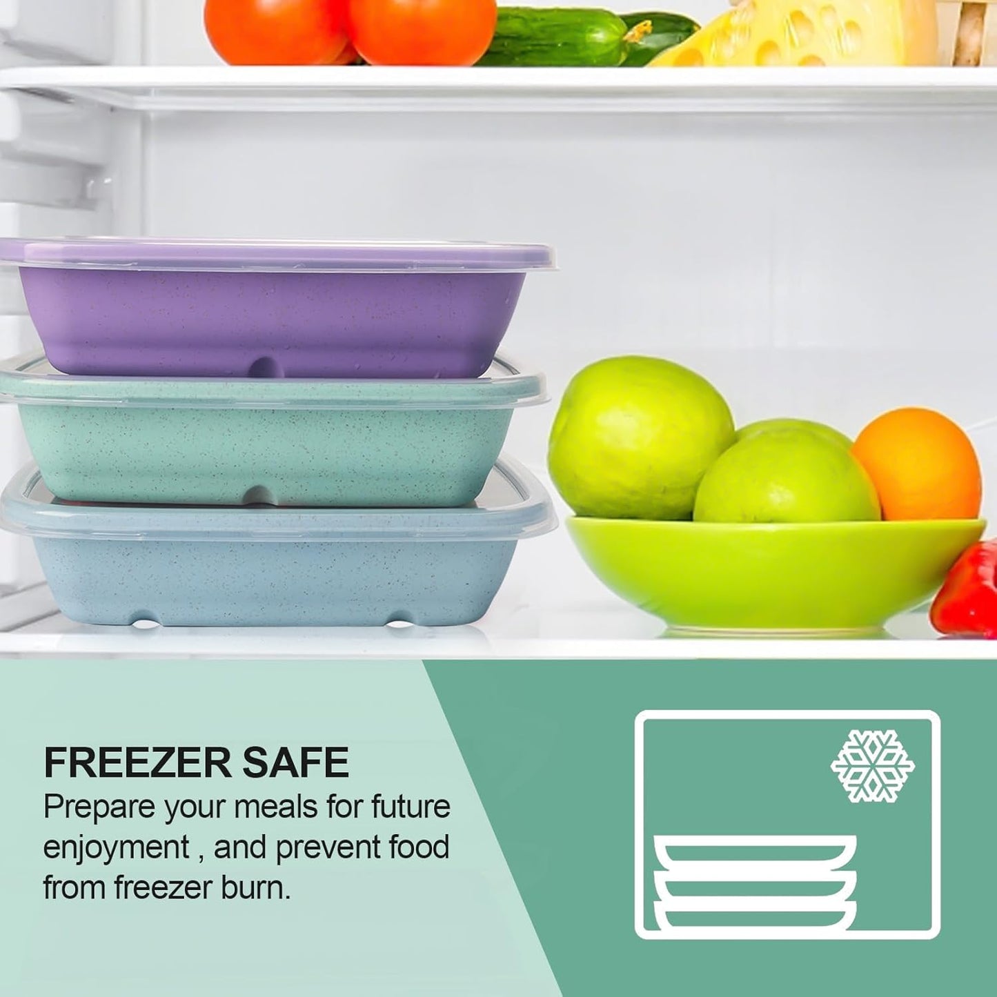 ShopWithGreen Meal Prep Containers - 10PCS Wheat Straw Bento Lunch Boxes | Reusable, Stackable & BPA Free (32 OZ)