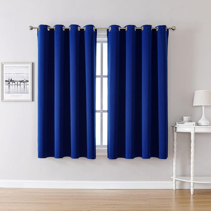 ChrisDowa Grommet Blackout Curtains - Thermal Insulated Room Darkening Panels, Royal Blue, 52 x 63 Inch