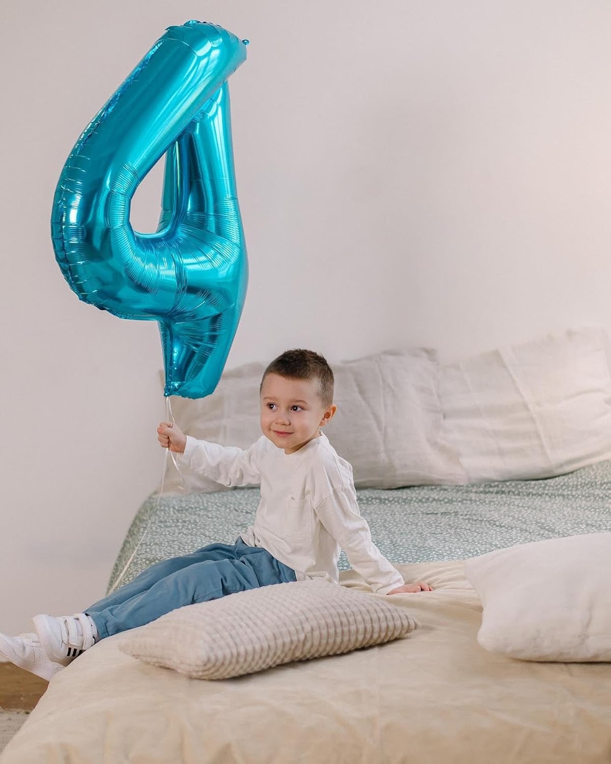 Number 7 Balloon by Light Blue - 40 Inch Giant Foil Balloon for 7th Birthday Party Decorations