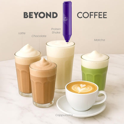 Zulay Kitchen Powerful Milk Frother Wand - Handheld Stainless Steel - Battery Operated Drink Mixer for Coffee, Lattes, Cappuccino, Matcha - Froth Mate Frother Gift - Deep Purple Color: Deep Purple