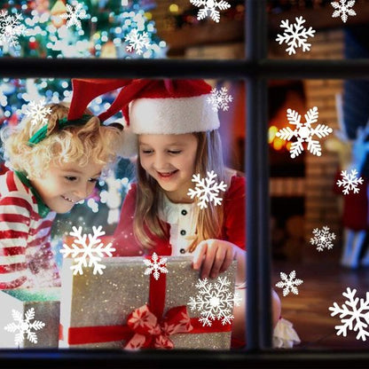 LUDILO Christmas Window Clings - 135 Pcs Snowflake Static Decals for Holiday Decorations