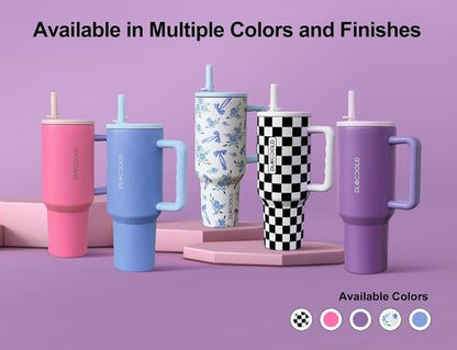 DLOCCOLD 40 oz Insulated Tumbler - Leak Resistant, Handle & Flip Straw | Car Cup Holder Friendly